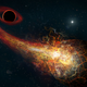 Artist’s conception of a comet getting destroyed by a black hole. New research suggests we can detect such encounters from Earth, pointing to the presence of this hypothesized black hole.